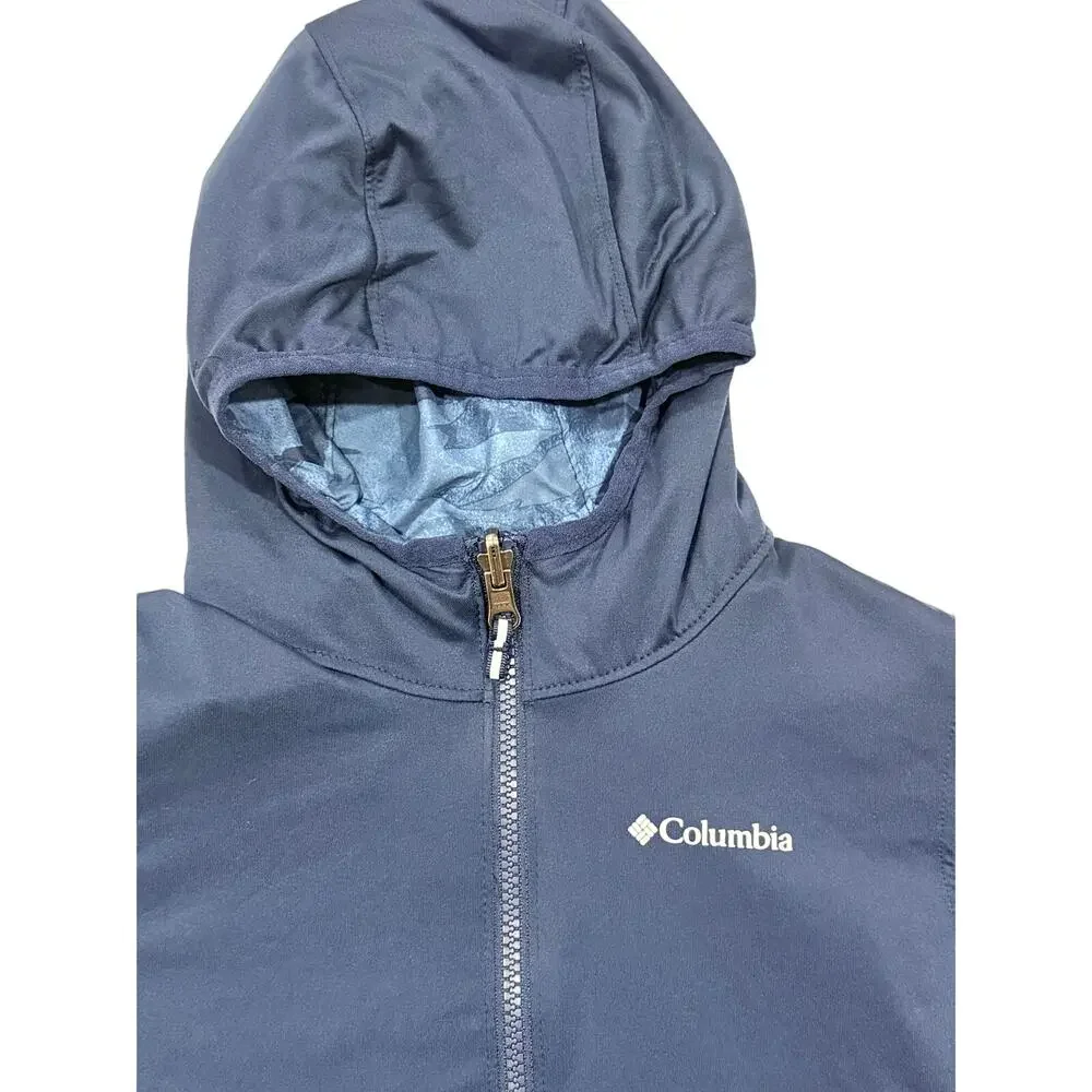 Columbia Kids XXS 4/5 Reversible Hooded Jacket Camo Blue Grey
